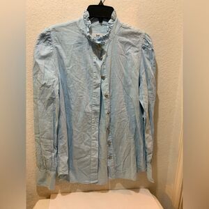 NWOT shaft made in florence 🇮🇹 shirt light blue ruffle collard